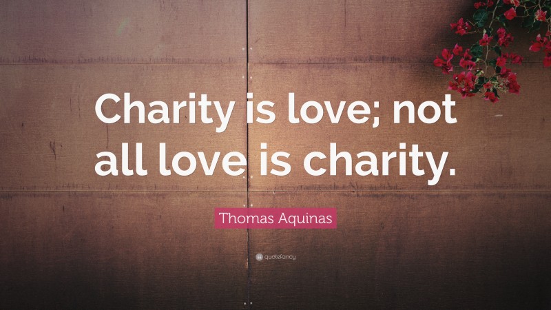 Thomas Aquinas Quote: “Charity is love; not all love is charity.”
