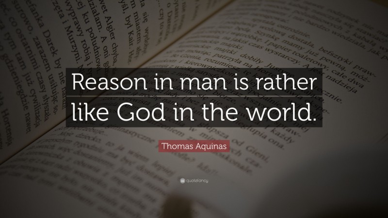 Thomas Aquinas Quote: “Reason in man is rather like God in the world.”