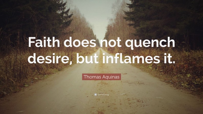Thomas Aquinas Quote: “Faith does not quench desire, but inflames it.”