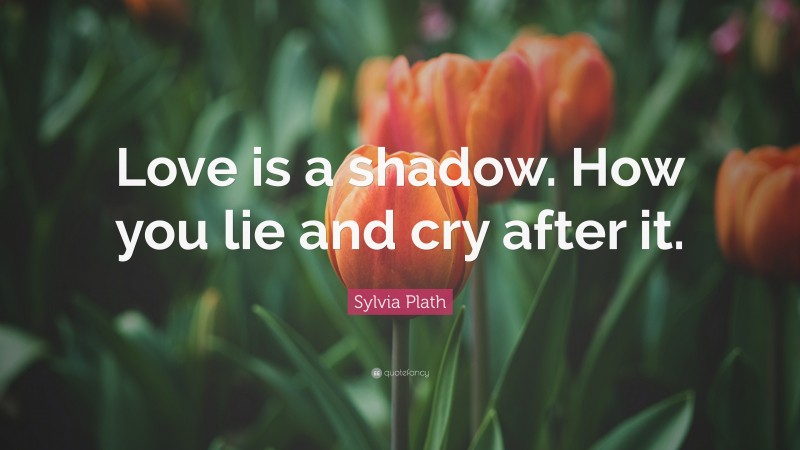 Sylvia Plath Quote: “Love is a shadow. How you lie and cry after it.”