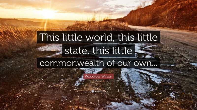 Woodrow Wilson Quote: “This little world, this little state, this little commonwealth of our own...”