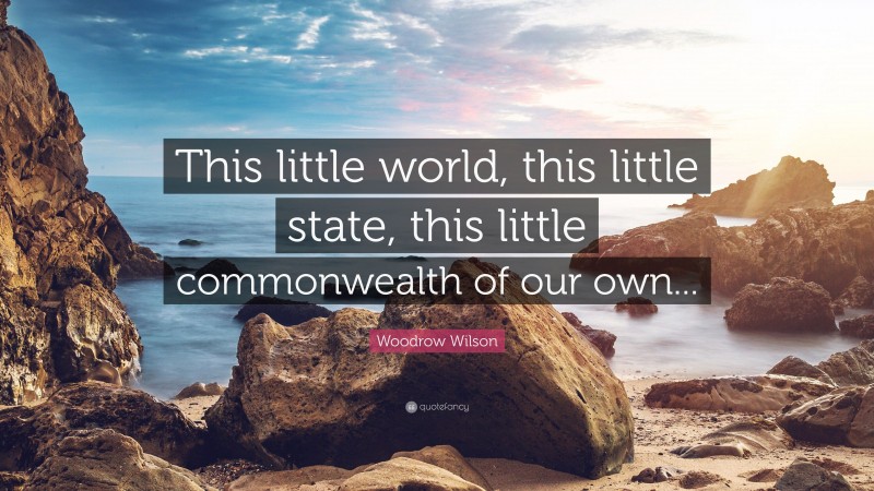 Woodrow Wilson Quote: “This little world, this little state, this little commonwealth of our own...”