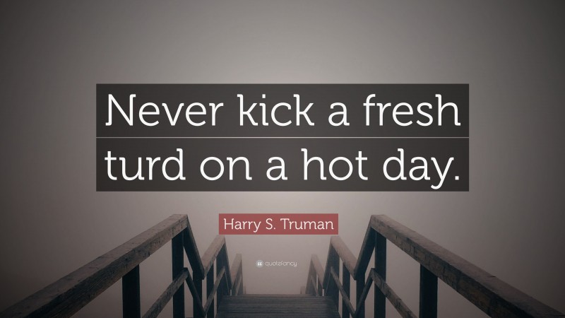 Harry S. Truman Quote: “Never kick a fresh turd on a hot day.”