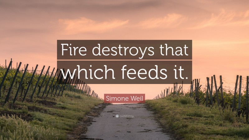 Simone Weil Quote: “Fire destroys that which feeds it.”