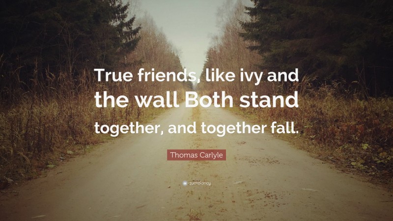 Thomas Carlyle Quote: “True friends, like ivy and the wall Both stand together, and together fall.”