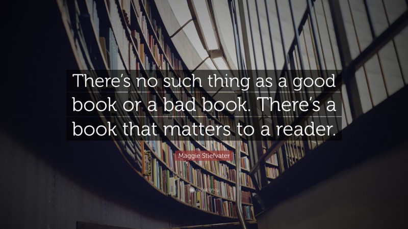 Maggie Stiefvater Quote: “There’s no such thing as a good book or a bad book. There’s a book that matters to a reader.”