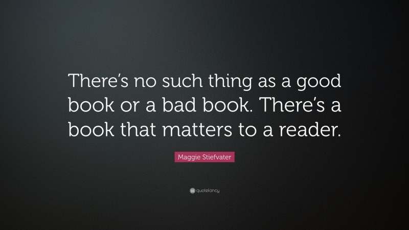 Maggie Stiefvater Quote: “There’s no such thing as a good book or a bad book. There’s a book that matters to a reader.”