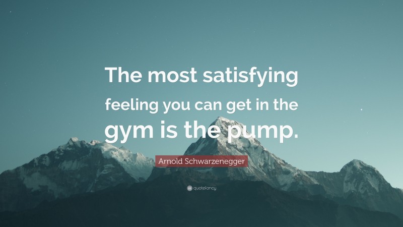 Arnold Schwarzenegger Quote: “The most satisfying feeling you can get in the gym is the pump.”