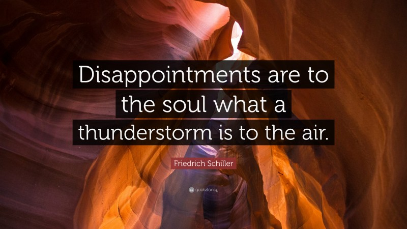 Friedrich Schiller Quote: “Disappointments are to the soul what a thunderstorm is to the air.”