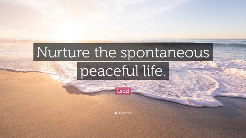 Laozi Quote: “Nurture the spontaneous peaceful life.”