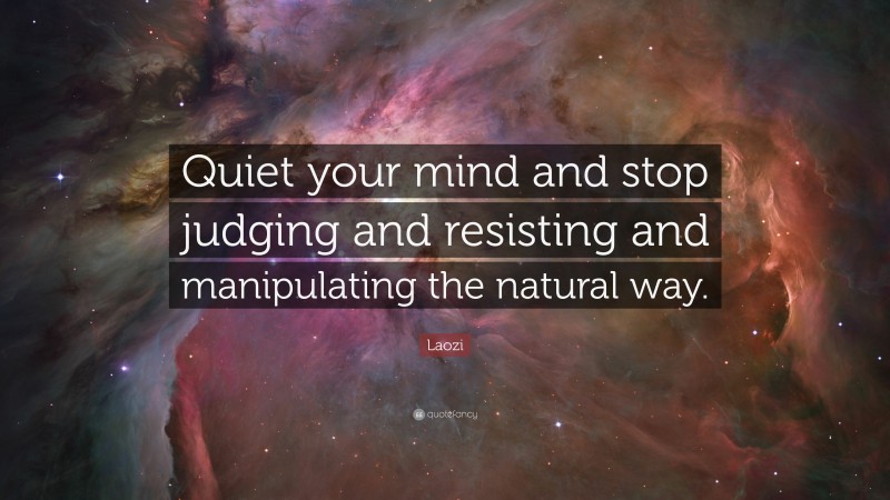 Laozi Quote: “Quiet your mind and stop judging and resisting and manipulating the natural way.”