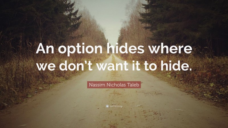 Nassim Nicholas Taleb Quote: “An option hides where we don’t want it to hide.”