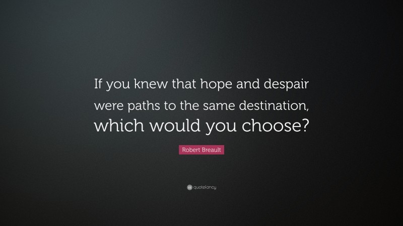 Robert Breault Quote: “If you knew that hope and despair were paths to the same destination, which would you choose?”