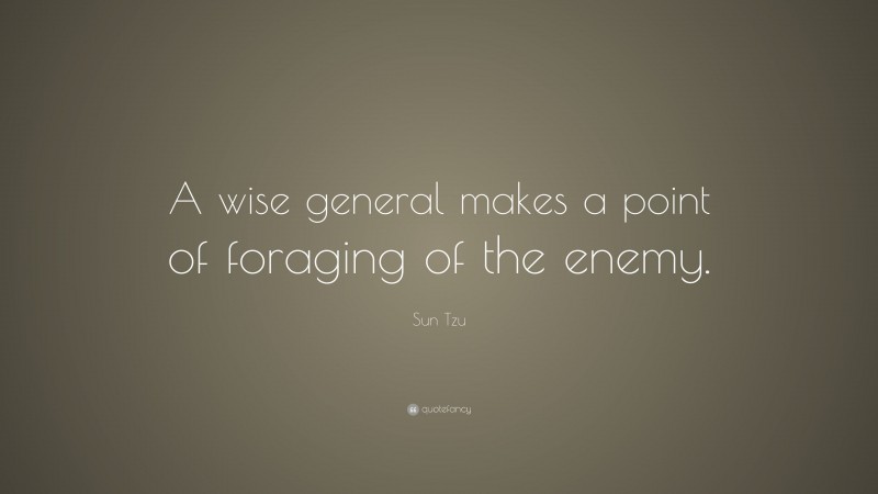 Sun Tzu Quote: “A wise general makes a point of foraging of the enemy.”