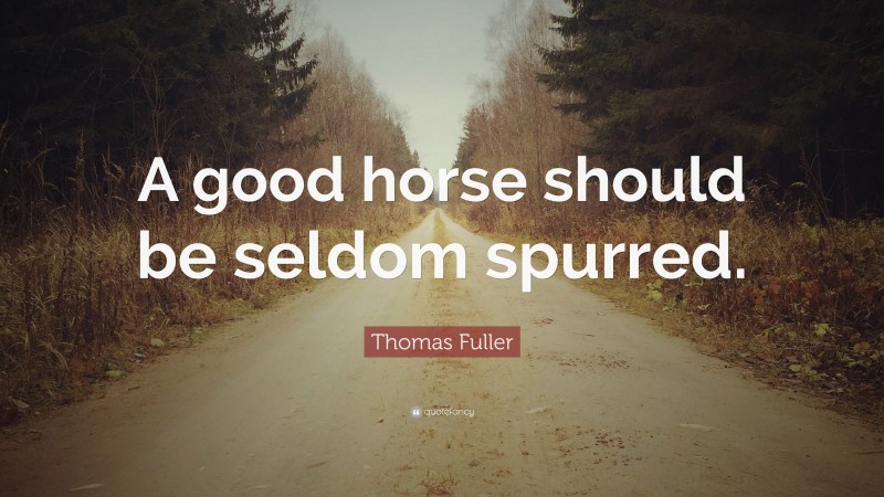 Thomas Fuller Quote: “A good horse should be seldom spurred.”