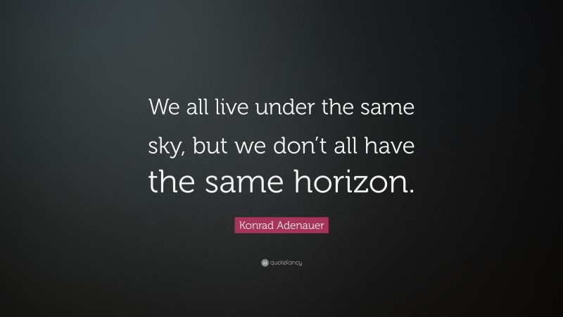 Konrad Adenauer Quote: “We all live under the same sky, but we don’t all have the same horizon.”