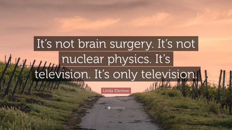 Linda Ellerbee Quote: “It’s not brain surgery. It’s not nuclear physics. It’s television. It’s only television.”