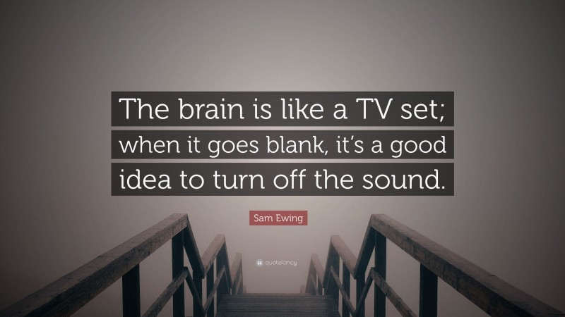 Sam Ewing Quote: “The brain is like a TV set; when it goes blank, it’s a good idea to turn off the sound.”