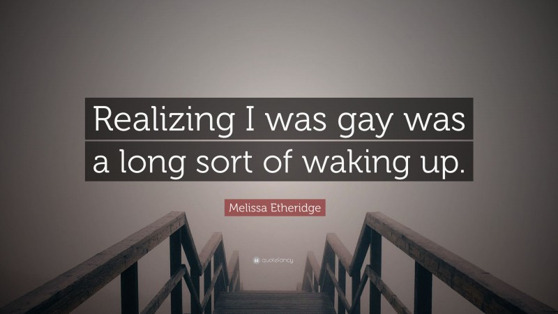 Melissa Etheridge Quote: “Realizing I was gay was a long sort of waking up.”