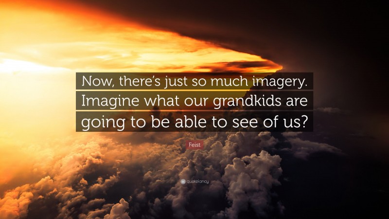 Feist Quote: “Now, there’s just so much imagery. Imagine what our grandkids are going to be able to see of us?”