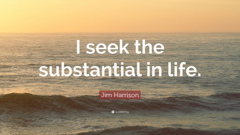 Jim Harrison Quote: “I seek the substantial in life.”