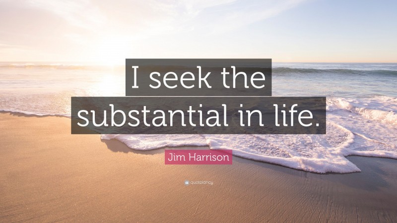 Jim Harrison Quote: “I seek the substantial in life.”