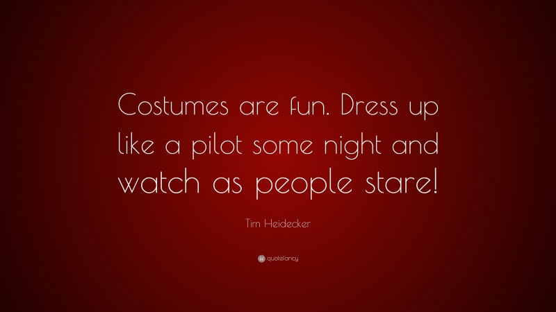 Tim Heidecker Quote: “Costumes are fun. Dress up like a pilot some night and watch as people stare!”