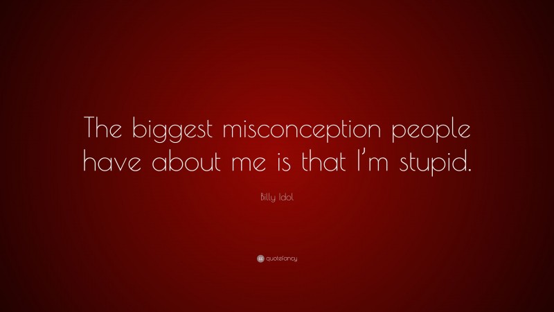 Billy Idol Quote: “The biggest misconception people have about me is that I’m stupid.”