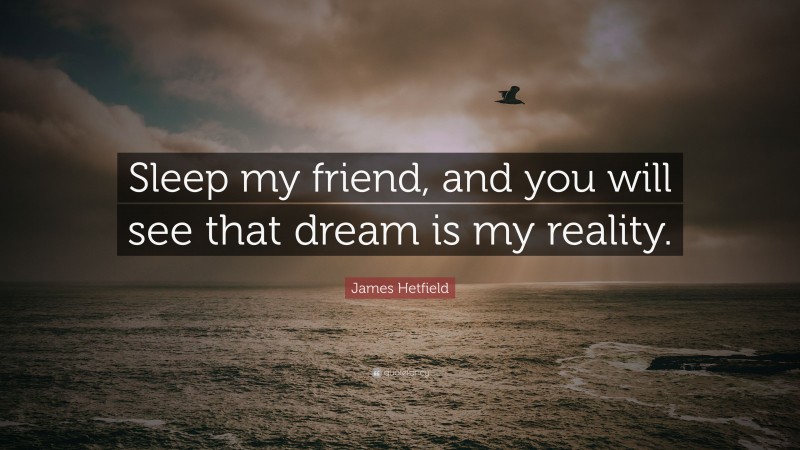 James Hetfield Quote: “Sleep my friend, and you will see that dream is my reality.”