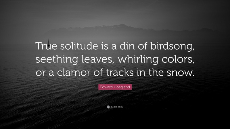Edward Hoagland Quote: “True solitude is a din of birdsong, seething leaves, whirling colors, or a clamor of tracks in the snow.”