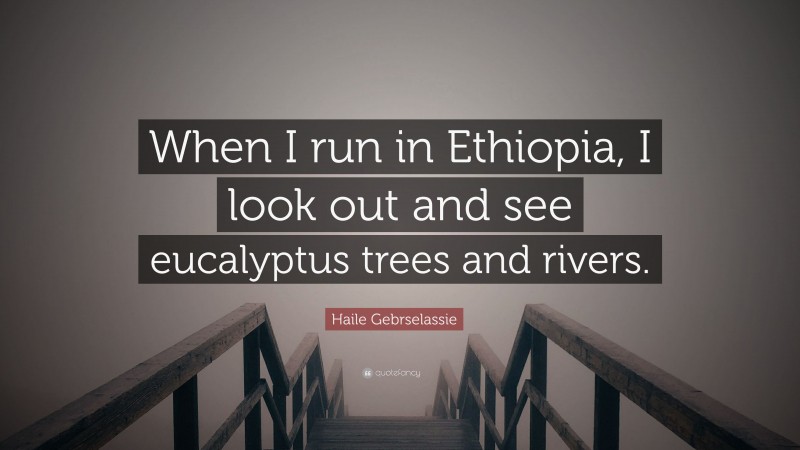 Haile Gebrselassie Quote: “When I run in Ethiopia, I look out and see eucalyptus trees and rivers.”