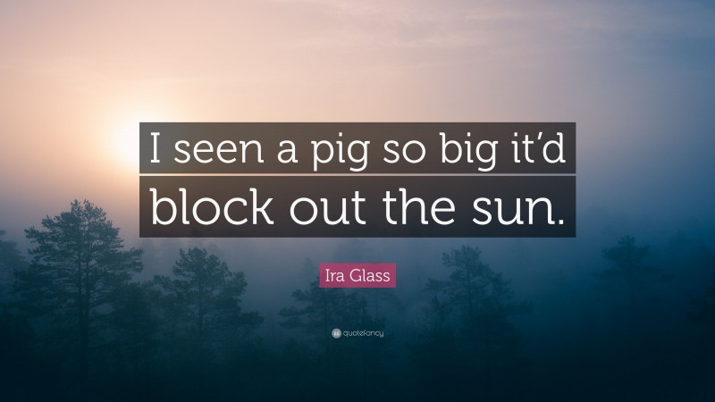 Ira Glass Quote: “I seen a pig so big it’d block out the sun.”