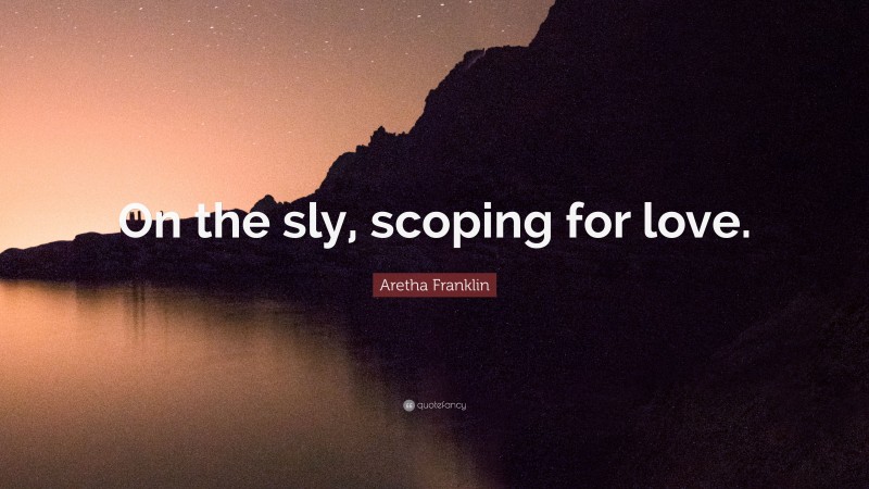 Aretha Franklin Quote: “On the sly, scoping for love.”