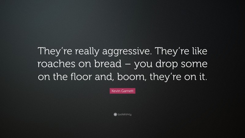 Kevin Garnett Quote: “They’re really aggressive. They’re like roaches on bread – you drop some on the floor and, boom, they’re on it.”