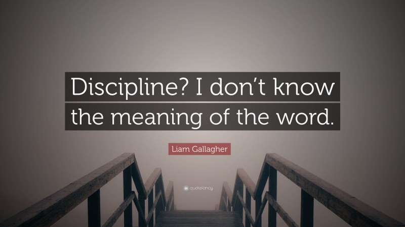 Liam Gallagher Quote: “Discipline? I don’t know the meaning of the word.”