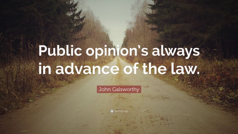John Galsworthy Quote: “Public opinion’s always in advance of the law.”