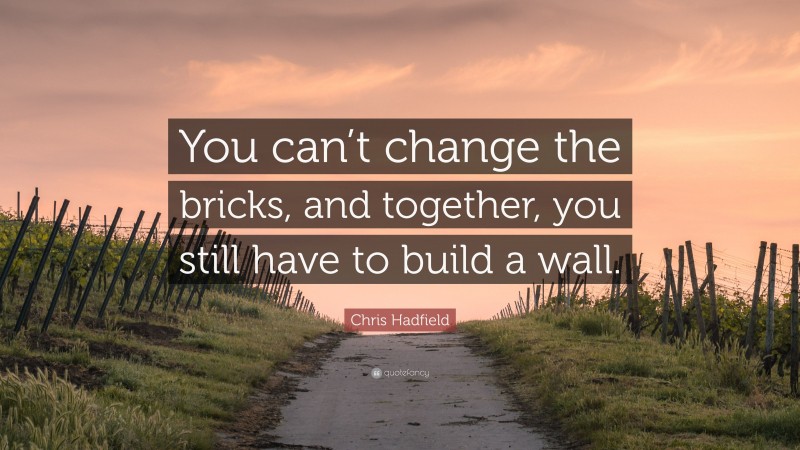 Chris Hadfield Quote: “You can’t change the bricks, and together, you still have to build a wall.”