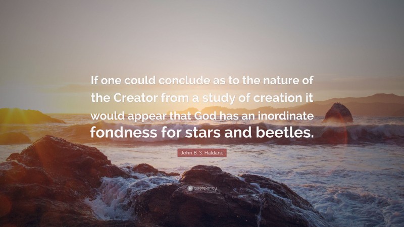 John B. S. Haldane Quote: “If one could conclude as to the nature of the Creator from a study of creation it would appear that God has an inordinate fondness for stars and beetles.”