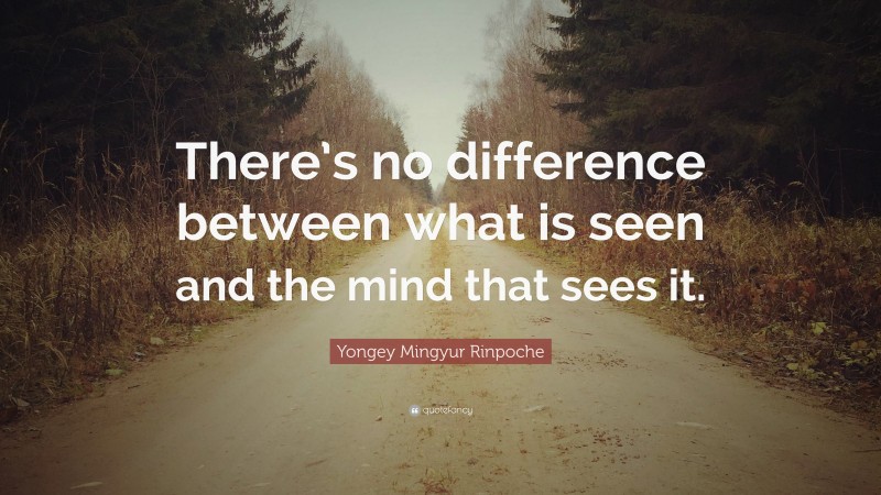 Yongey Mingyur Rinpoche Quote: “There’s no difference between what is seen and the mind that sees it.”