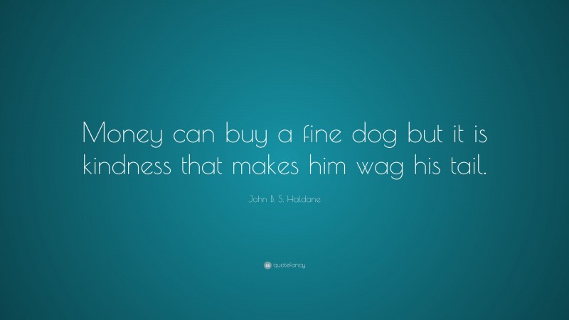 John B. S. Haldane Quote: “Money can buy a fine dog but it is kindness that makes him wag his tail.”