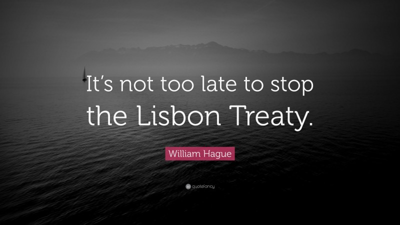 William Hague Quote: “It’s not too late to stop the Lisbon Treaty.”