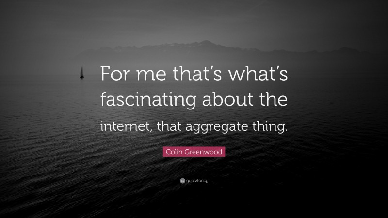 Colin Greenwood Quote: “For me that’s what’s fascinating about the internet, that aggregate thing.”