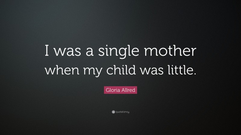 Gloria Allred Quote: “I was a single mother when my child was little.”