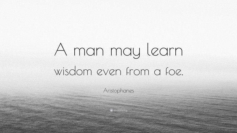 Aristophanes Quote: “A man may learn wisdom even from a foe.”