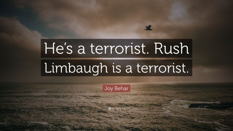 Joy Behar Quote: “He’s a terrorist. Rush Limbaugh is a terrorist.”