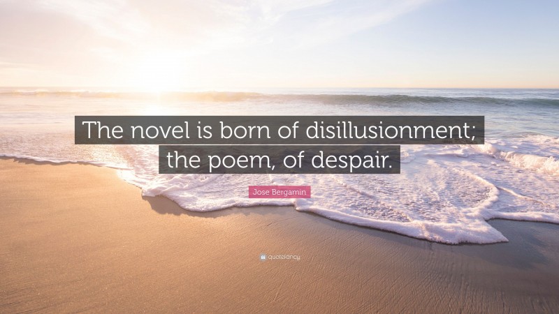 Jose Bergamin Quote: “The novel is born of disillusionment; the poem, of despair.”