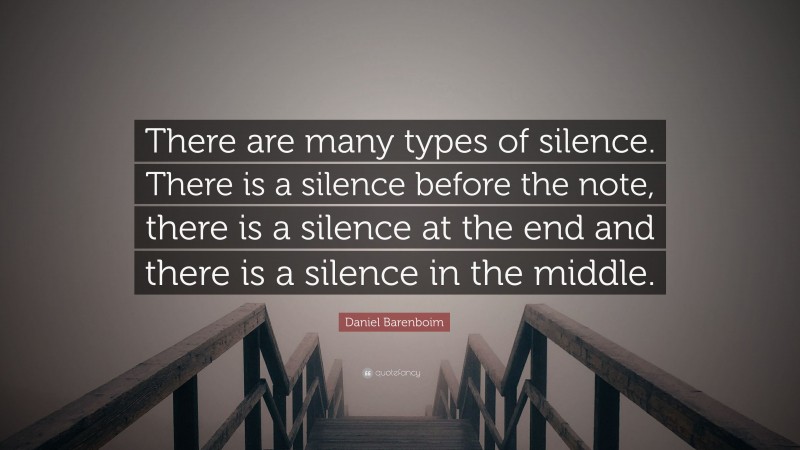 Daniel Barenboim Quote: “There are many types of silence. There is a silence before the note, there is a silence at the end and there is a silence in the middle.”