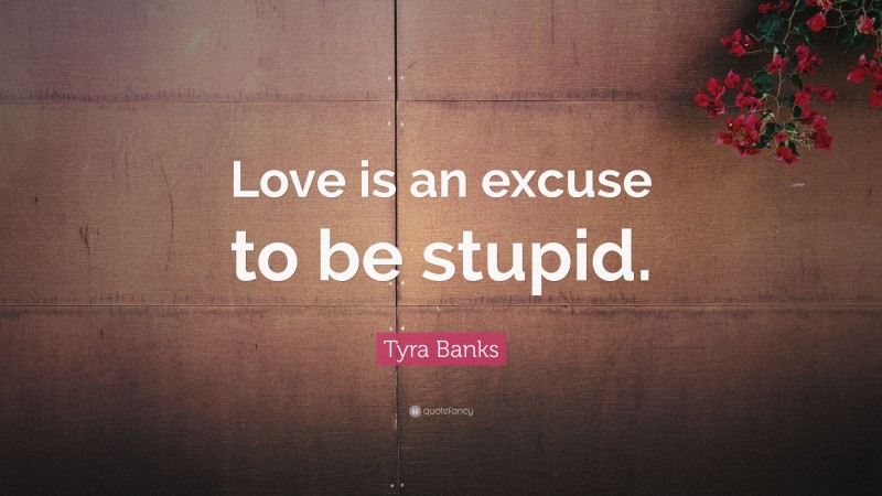 Tyra Banks Quote: “Love is an excuse to be stupid.”