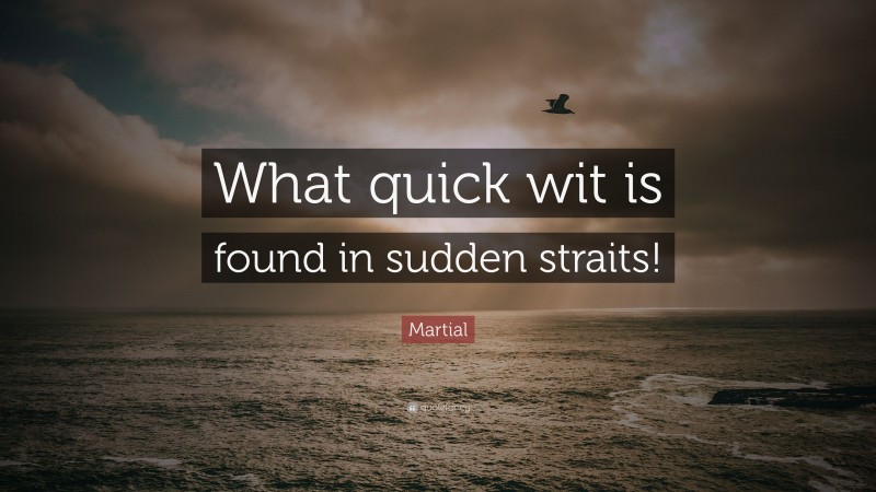Martial Quote: “What quick wit is found in sudden straits!”