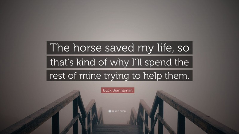 Buck Brannaman Quote: “The horse saved my life, so that’s kind of why I’ll spend the rest of mine trying to help them.”